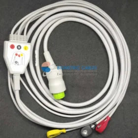 L&T 3 Lead ECG Monitoring Cable(Button/Snap) Compatible with Micromon/Planet 50/Planet 55
