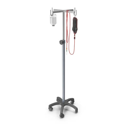4 Leg IV Poles Stand 2 Hook 4 Caster Chrome 47 to 85 Adjustable Height