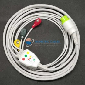 Concept 3 Lead ECG Monitoring Cable(Button/Snap) Compatible with Accumatrix 