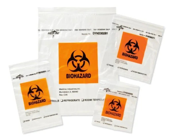 MEDLINE Zip-Style Biohazard Specimen Bags 