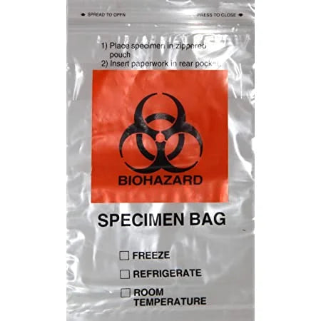 MEDLINE Zip-Style Biohazard Specimen Bags 