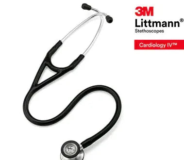 3M Littmann Cardiology IV Diagnostic Stethoscope, 6152, Standard-Finish Chestpiece, Black Tube 