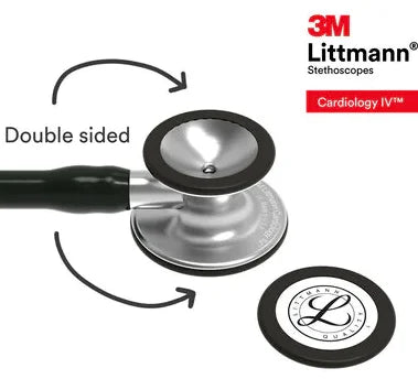 3M Littmann Cardiology IV Diagnostic Stethoscope, 6152, Standard-Finish Chestpiece, Black Tube 