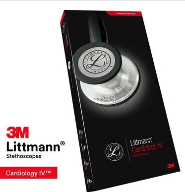 3M Littmann Cardiology IV Diagnostic Stethoscope, 6152, Standard-Finish Chestpiece, Black Tube 