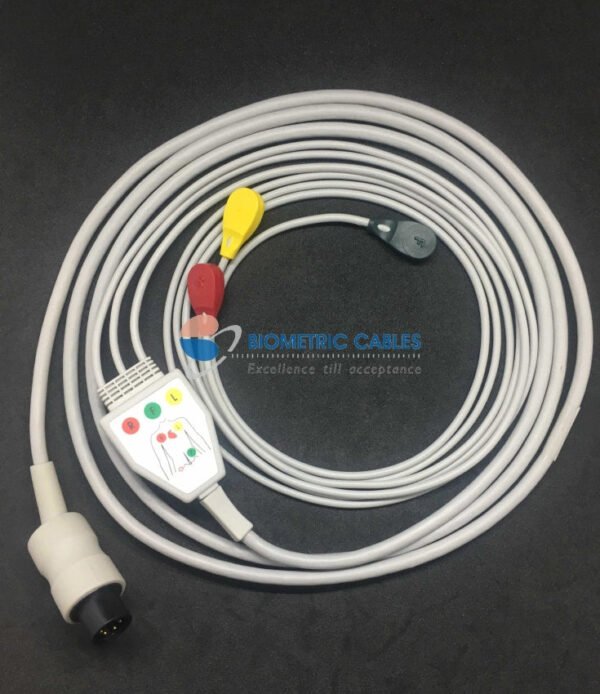 Schiller 3 Lead ECG Monitoring Cable(Button/Snap) Compatible with BPL/Welcare