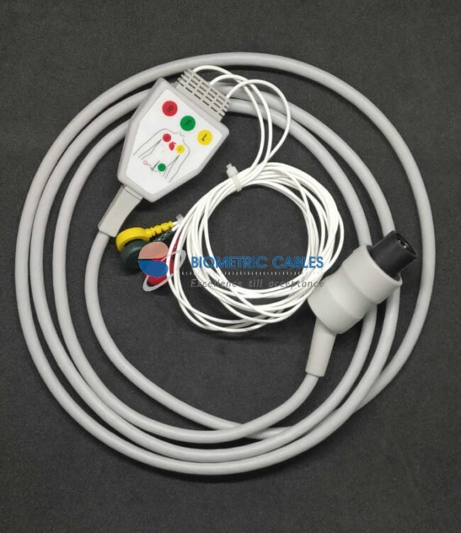 Schiller 3 Lead ECG Monitoring Cable(Neonatal Button/Snap) Compatible with BPL/Welcare