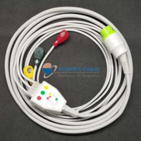Concept 3 Lead ECG Monitoring Cable(Button/Snap) Compatible with Accumatrix